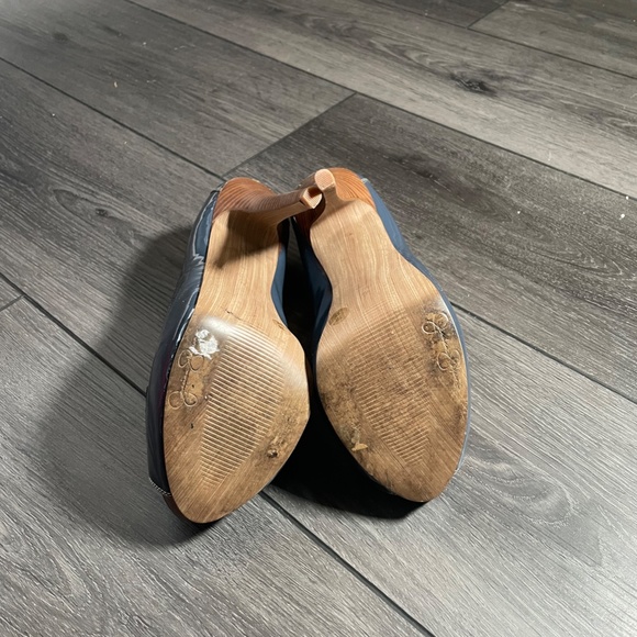 JESSICA SIMPSON BLUE JEAN PATENT OPEN TOE HEEL - Picture 5 of 5